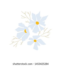 blue white flower vector stylized modern  floral print design isolated 