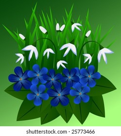 blue and white flowers design