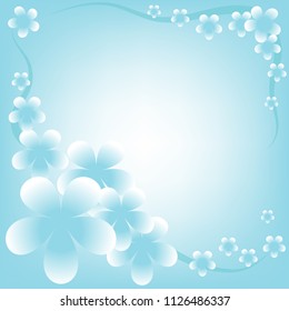 Blue and white flowers on blue background, vector design for card, paper print.