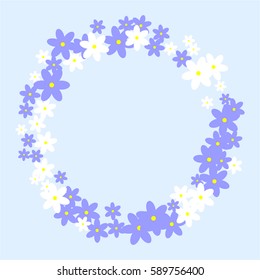 Blue and white flowers on a blue background