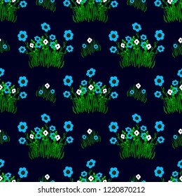 blue and white flowers on a blue color