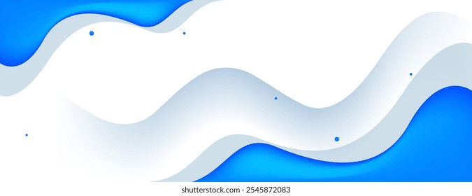 blue and white fluid wave abstract background. great for banner, web, poster, presentation