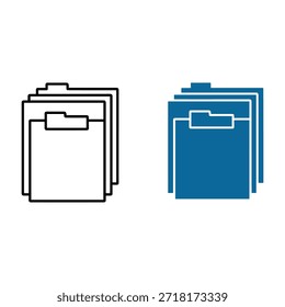 Blue and white folder with tabs on a white background