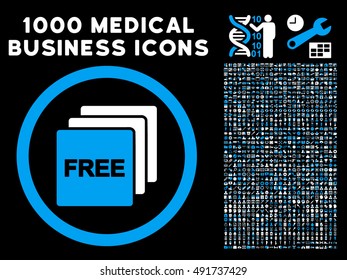 Blue And White Free vector bicolor rounded icon. Image style is a flat icon symbol inside a circle, black background. Bonus clipart has 1000 medical business symbols.