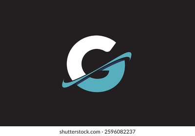 blue white G letter alphabet logo icon with cut swoosh design for company or business