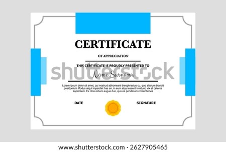 Blue and white generic certificate of appreciation template.