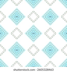 Blue and white geometric Native American seamless pattern with ethnic Aztec ornament. Vector illustration. Navajo style. Ideas for wallpaper, rugs, tiles, pottery, fabric edges, and curtains.
