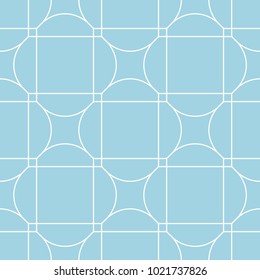 Blue and white geometric ornament. Seamless pattern for web, textile and wallpapers
