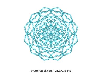 A blue and white geometric pattern displayed on a clean white background, showcasing intricate shapes and designs
