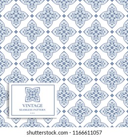 Blue and white geometric seamless pattern. Ornament, Traditional, Ethnic, Arabic, Turkish, Indian motifs. Great for fabric and textile, wallpaper, packaging or any desired idea. 