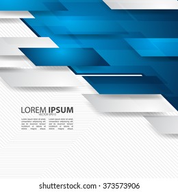 blue and white geometric shapes overlapping, corporate design