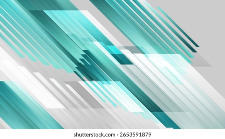 Blue and white geometric stripes abstract minimal tech background. Concept vector design