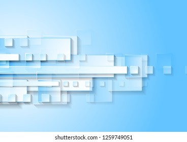 Blue and white geometric tech abstract background. Vector design