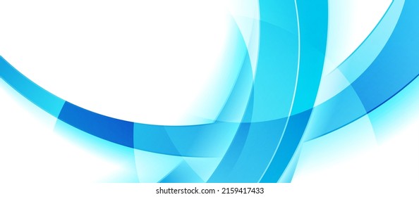 Blue white geometric tech background with glossy wavy shapes. Vector design