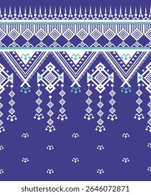 Blue White Geometry Ethnic Navajo Native American Traditional Decoration Pattern 