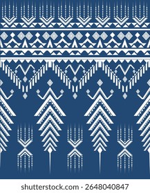 Blue White Geometry Native American Indian Style Ethnic Navajo Traditional Abstract Decoration