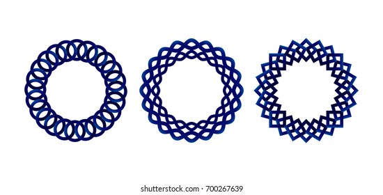 blue and white geometry round frames, decorative circle border