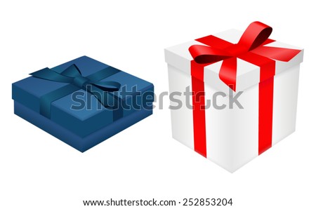 Blue and white gift boxes with ribbon -vector