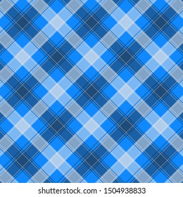 Blue and White Gingham pattern. Texture from squares for - plaid, tablecloths, clothes, shirts, dresses, paper, bedding, blankets, quilts and other textile products. Vector illustration EPS 10