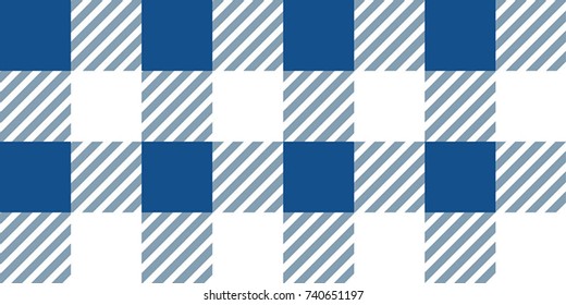 Blue and White Gingham Tablecloth Seamless Pattern