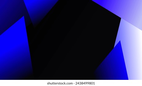 Blue and white glass shards over black empty space background