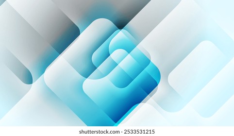 Blue white glossy squares abstract technology design. Geometric vector background