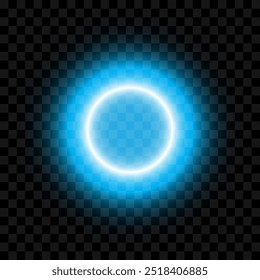 Blue and white glowing light, circle flare, vector illustration.