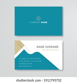 Blue White And  Gold Business Card Flat Design Name Card Template Vector