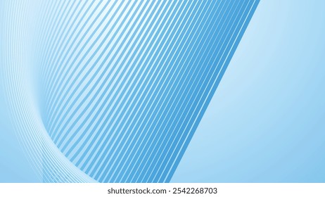 Fundo abstrato gradiente branco azul com linhas de listras de curva para fundo