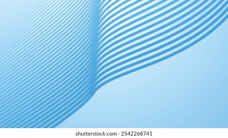 Blue white gradient abstract background with curve stripes line for backdrop