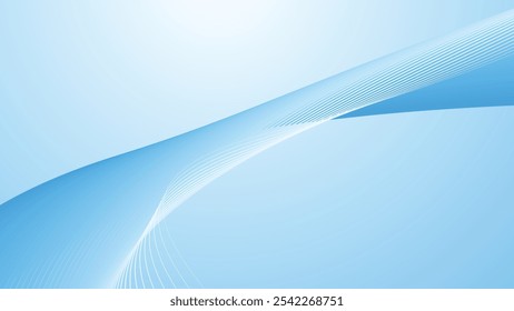 Blue white gradient abstract background with curve stripes line for backdrop