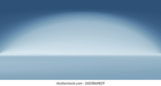 Blue white gradient abstract pattern studio background Light gives luxurious shine. Walls and floor of room sparkling art, flat metal, with deep curves and dimensions. cool tone, feeling of water