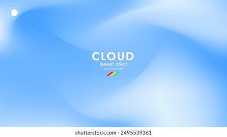 Blue and white gradient background of cloud waves and sky. Simple soft light background.