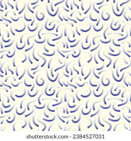 Blue and white gradient curved lines isolated on white background. Transparent Bold Squiggles. Monochrome geometric seamless pattern.