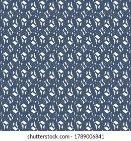 Blue and white graphics with mesh and some simple signs. Abstract doily background.
