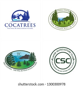 blue white green gray combination circle mountain tree pine lake stone logo design concept vector suitable for sport recreation adventure nature travel