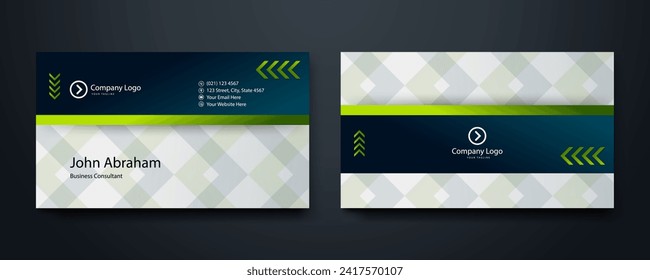 Negocio de tarjetas corporativas minimalista y elegante con vector verde y blanco azul