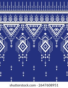 Blue White Grey Geometry  Ethnic Navajo Native American Indian Style Traditional Decoration Textile 