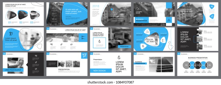 Blue, white and grey infographic design elements for presentation slide templates. Business and training concept can be used for annual report, advertising, flyer layout and banner design.