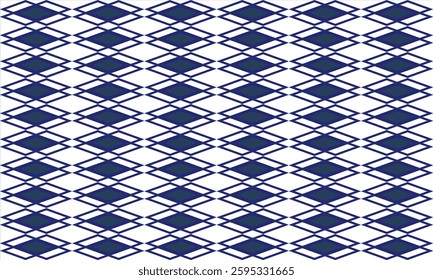Blue and white grid, white strip net attached into diamond pattern, repeat seamless replete image design for fabric printing, white line