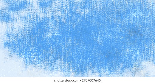 Blue and white grunge background with white paint smudges. Frosty blue background.