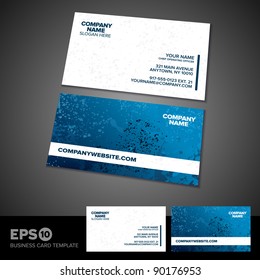 Blue And White Grunge Business Card Template