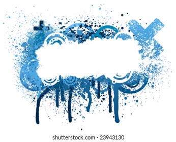 Blue and white grunge paint splatter background
