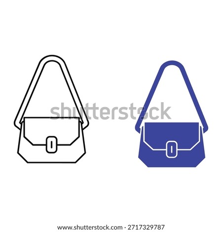 Blue and White Handbag with Strap purse