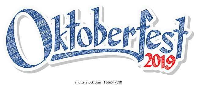 blue and white header with scribble pattern and text Oktoberfest 2019