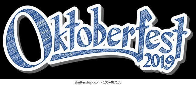 blue and white header with scribble pattern and text Oktoberfest 2019