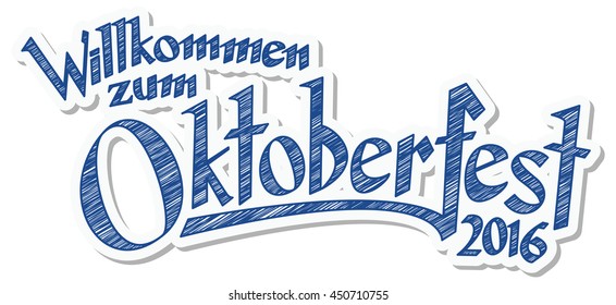 blue and white header with scribble pattern and text Welcome to Oktoberfest 2016 (in german)