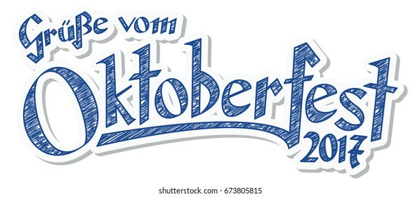 blue and white header with scribble pattern and text greetings from Oktoberfest 2017 (in german)