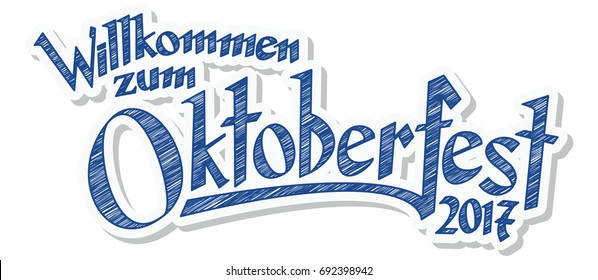 blue and white header with scribble pattern and text welcome to the Oktoberfest 2017 (in german)