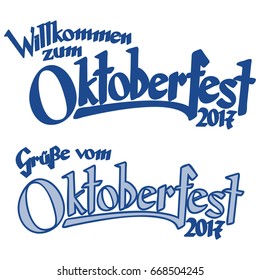 blue and white header with text greetings from Oktoberfest and welcome to the Oktoberfest 2017 (in german)